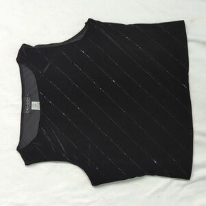 Crimson by Lawrence Kurtz Black Velvet Silver Thread Tank Top XL‎
